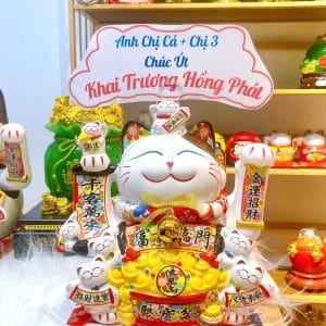 Mèo Thần Tài Vẫy Tay Maneki Neko Tiệm Nail Chiêu Tài Lộc Ngoắc Khách Kinh Doanh
