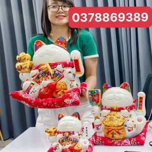 Mèo Thần Tài vẩy khách PHÚ QUÝ 38CM quà tặng Khai Trương