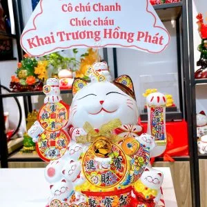 Mèo Thần Tài Hưng Thịnh 25cm Vẫy Tay Ngoắc Khách