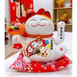Mèo Thần Tài Vẫy Tay Tiến Vua 16cm - Tay Phải Cầm Búa Chiêu Tài