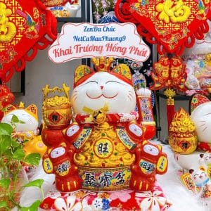 Mèo Phát Tài Ngoắc Khách Đế Vương Đỏ - Tặng Sinh Nhật
