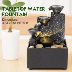 Đài Phun Nước Mini Để Bàn Trang Trí Đèn Led Thư Giãn