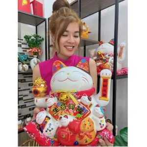 Mèo Thần Tài Vẫy Tay Phú Quý 38CM Quà Khai Trương