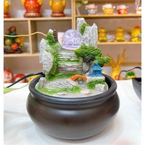 Thác Nước Phong Thủy Tài Lộc Mini Để Bàn "Sơn Thủy Cát Tường" 27cm – Món Quà Tân Gia, Khai Trương, Decor Bàn Làm Việc Tinh Tế (Giao Hỏa Tốc TP.HCM)