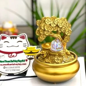 Thác Nước Phong Thủy Cây Tiền Tài Lộc Tặng Tân Gia, Sinh Nhật