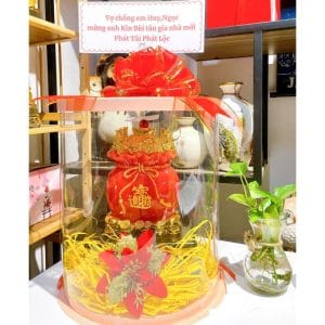 Túi Tiền Kim Bảo Phong Thủy Màu Đỏ 32cm – Gói Quà Mica Sang Trọng – Quà Tặng Tân Gia, Khai Trương Độc Đáo (Hợp Mệnh Hỏa & Mệnh Thổ)