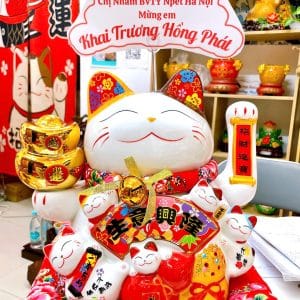Mèo Thần Tài Siêu To Vẫy Tay Ngoắc Khách Phú Quý 38CM