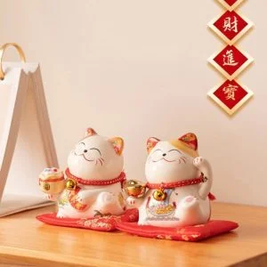 Mèo Ống Heo Tiết Kiệm Gốm Sứ Để Bàn, Quà Tặng Sinh Nhật