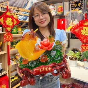 Tượng Cá Chép Hóa Rồng Phong Thủy Đài Hoa Sen – Quà Tặng Tân Gia, Khai Trương Ý Nghĩa – Giao Hàng Hỏa Tốc 2H HCM