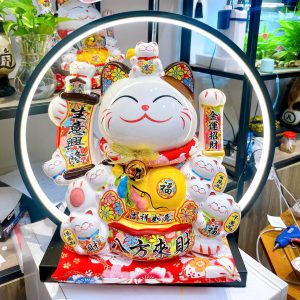 Mèo Thần Tài Chiêu Tài 35cm Kèm Đèn