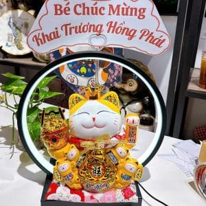 Mèo Đế Vương Vàng 22cm Kèm Đèn