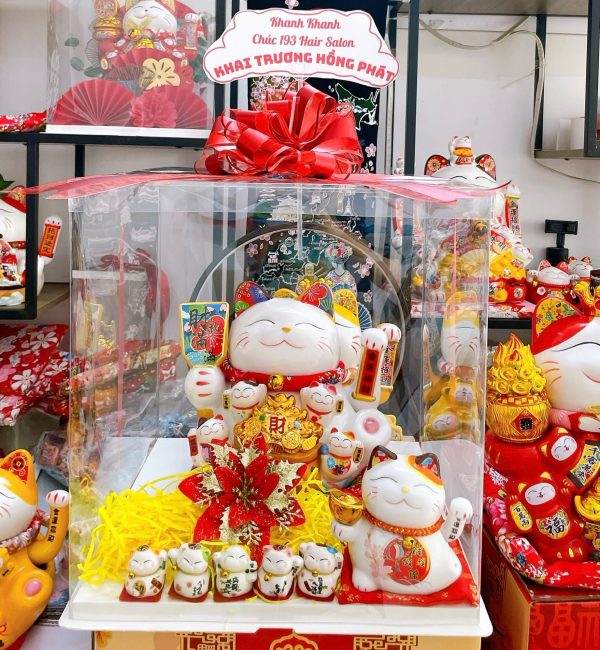 Hộp quà mèo thần tài đắc lộc kèm mèo mini