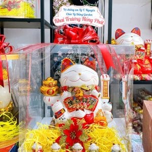 Hộp Quà Mèo Thần Tài Phú Quý kèm Bộ Mèo Mini Ngũ Phúc