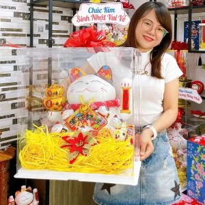 Hộp Quà Mèo Thần Tài Phú Quý Thỏi Vàng Size Đại
