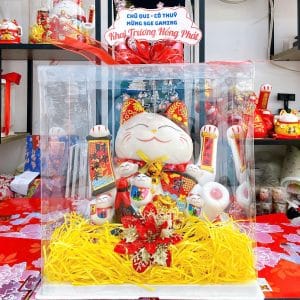 Hộp quà mèo thuận buồm kèm mèo mini ngũ phúc