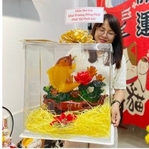 Tượng Cá Chép Hóa Rồng Phong Thủy – Gói Hộp Quà Mica Sang Xịn – Quà Tặng Tân Gia, Khai Trương Đẳng Cấp (Ship Hỏa Tốc HCM)