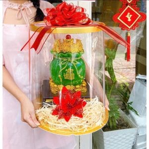 Hộp Quà Tặng Túi Tiền Vàng Kim Bảo Màu Xanh SZ 32CM