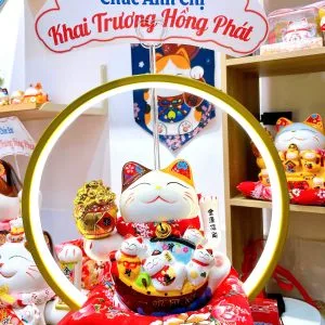 Combo Mèo “Thuận Buồm Như Ý” 18CM + Đèn Hào Quang