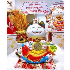 Mèo Thần Tài Vẫy Tay Như Ý Cát Tường 35cm Size Lớn – Quà Tặng Tân Gia, Khai Trương Ý Nghĩa & Sang Trọng