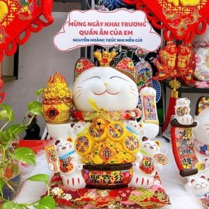 Mèo Thần Tài Vẫy Tay "Tiền Vô Như Nước" Size Đại 35cm (Tay Phải Cầm Hũ Vàng) – Quà Tặng Khai Trương, Tân Gia Siêu Bề Thế (Giao Hỏa Tốc TP.HCM)