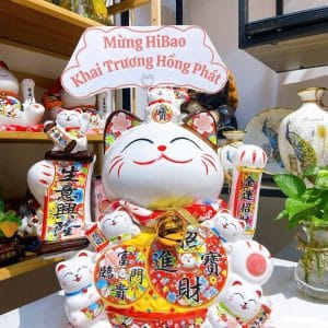 Mèo Thần Tài Vẫy Tay Size Đại – Thịnh Vượng 40cm