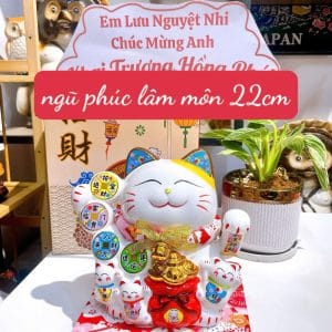 Mèo Thần Tài 23cm – Ngũ Phúc Lâm Môn