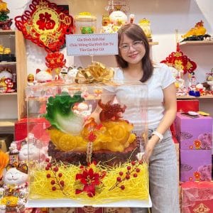 Tỳ Hưu Kéo Bắp Cải Size Đại 45cm (Tỳ Vàng) Kèm Hộp Mica – Quà Tặng Khai Trương, Tân Gia Sang Trọng & Đẳng Cấp