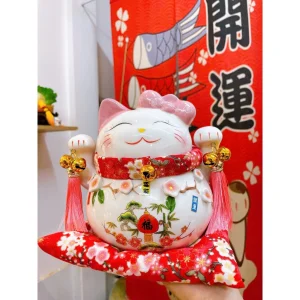 Mèo Thần Tài Tiết Kiệm Màu Hồng Xinh Xắn Decor Đẹp