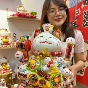 Mèo Thần Tài Khai Vận Như Ý 40cm – Biểu Tượng Chiêu Tà