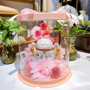 Mèo Thần Tài Ống Heo Hồng Pastel 12cm Trang Trí Hoa – Quà Tặng Sinh Nhật, Tân Gia, Khai Trương Dễ Thương & Tinh Tế